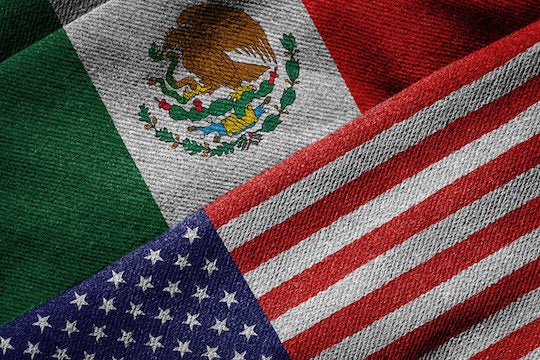 US and Mexico flags