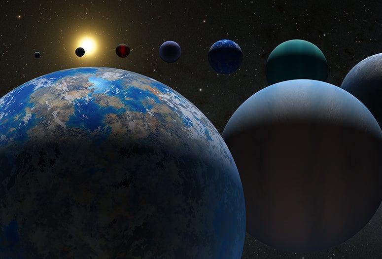 illustration of a wide variety of known exoplanets