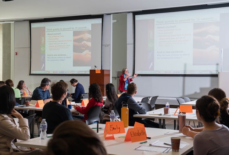 Dr. Kimberly Tanner speaks at the 10th annual Symposium on Teaching and Learning.