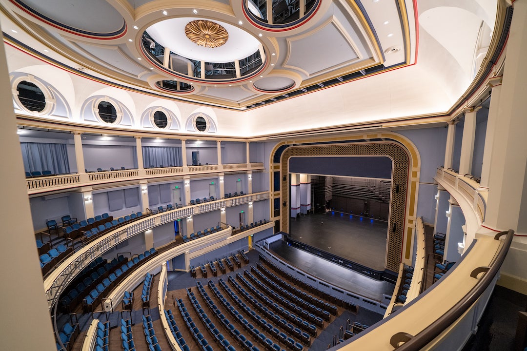 View of the stage inside Brockman Hall for Opera. Photo by Brandon Martin.