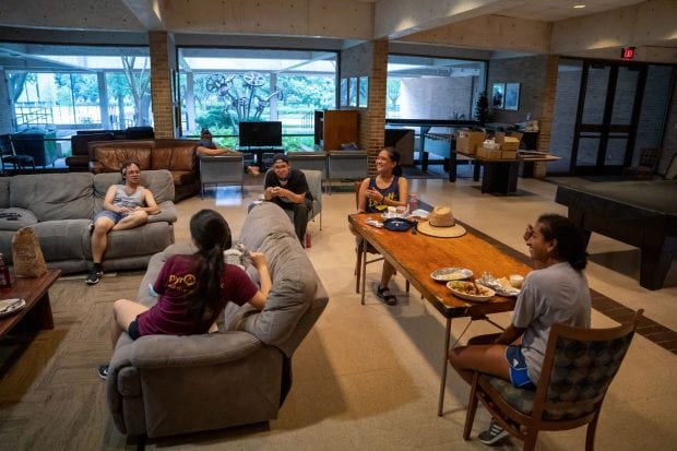 The Lovett College Pod Squad on a long-awaited lunch break in the commons.