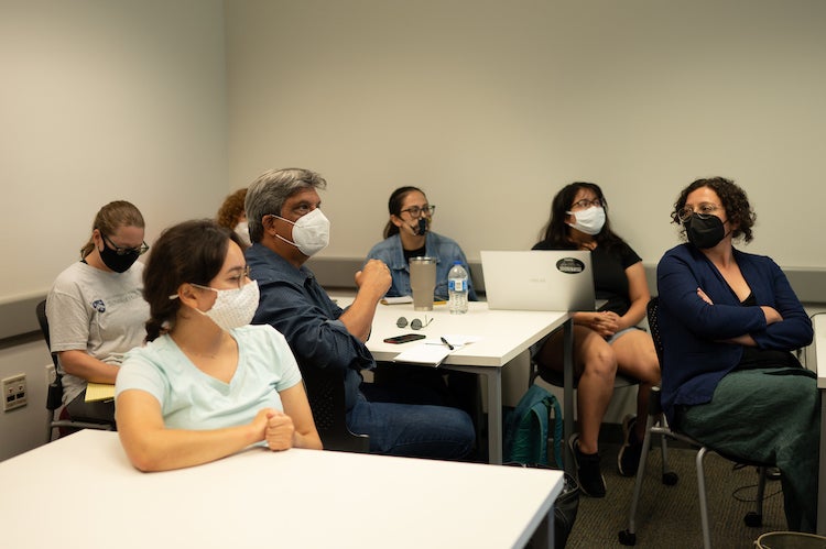 Jose Aranda asks a question during an Oct. 4 ISLA colloquium.