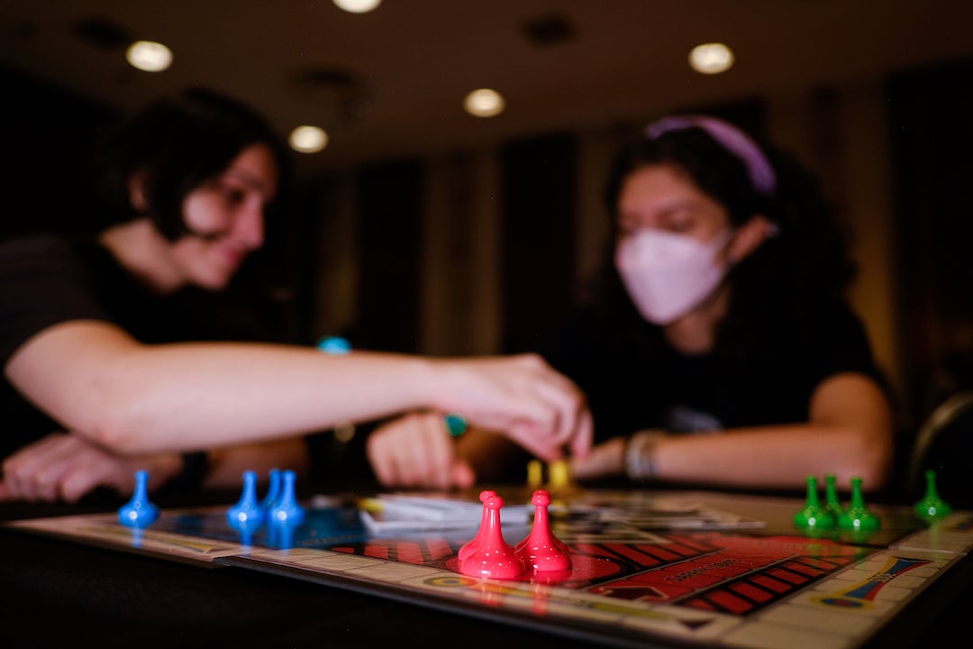 Rice students playing board games at Owls After Dark Game Night