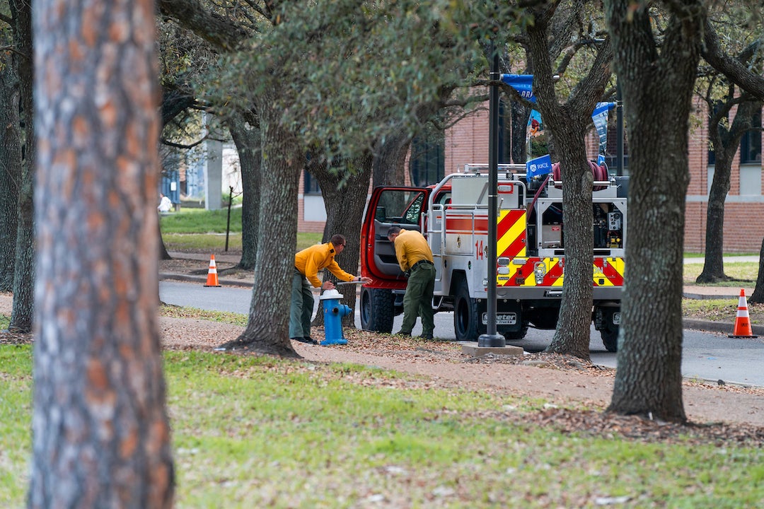 Rice University conducts a controlled burn of its Prairie Plots on campus Feb. 28, 2023.