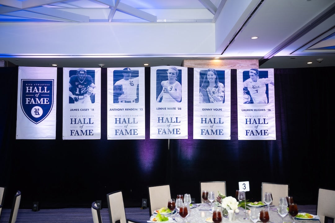 The Rice Athletics Hall of Fame inducted its newest class of legendary standouts during a ceremony Oct. 27 at the Westin Houston Medical Center Ballroom.