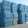 Plastic bottles pressed and packed for recycling